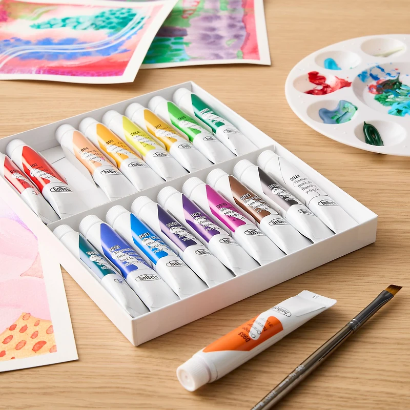 12 Packs: 18 ct. (216 total) Holbein Acrylic Gouache School Paints