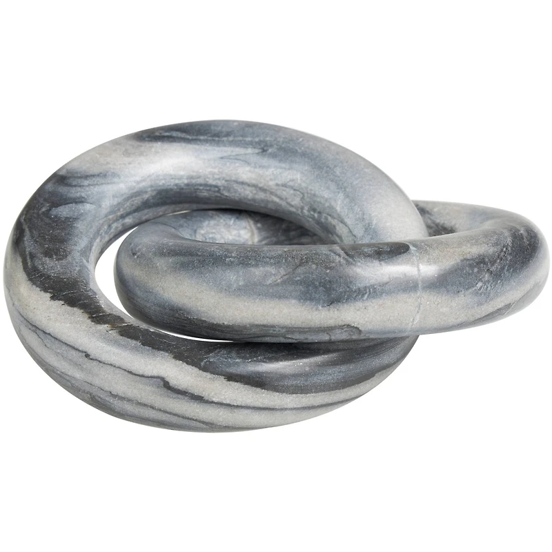 6" Black Marble Geometric Link Chain Sculpture