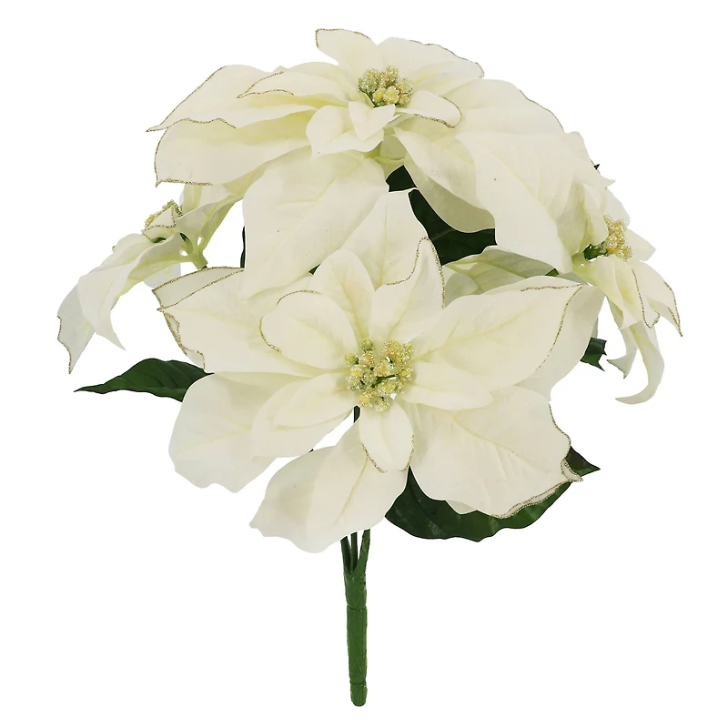 17" White & Silver Poinsettia Deluxe Bush by Ashland®