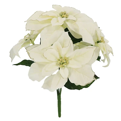 17" White & Silver Poinsettia Deluxe Bush by Ashland®