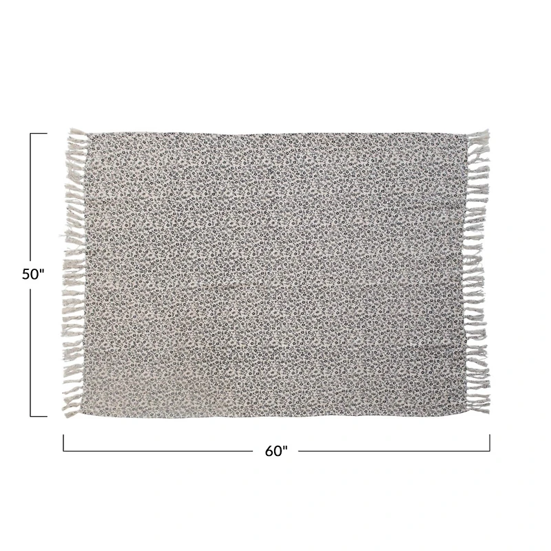 Hello Honey® Neutral Floral Pattern Cotton Throw Blanket with Fringe