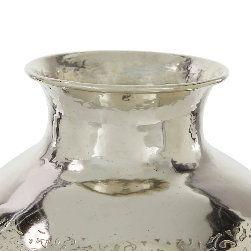 13" Silver Aluminum Contemporary Round Vase