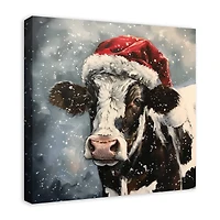 Painty Christmas Cow 24" x 24" Canvas Wall Art