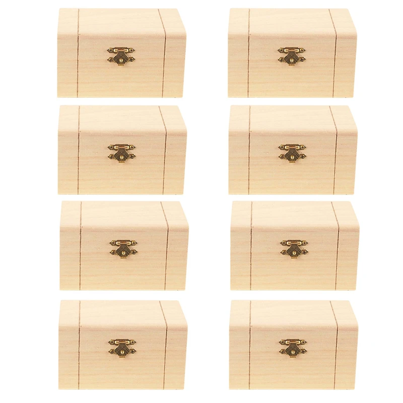8 Pack: Unfinished Wooden Hinged Box by Make Market®