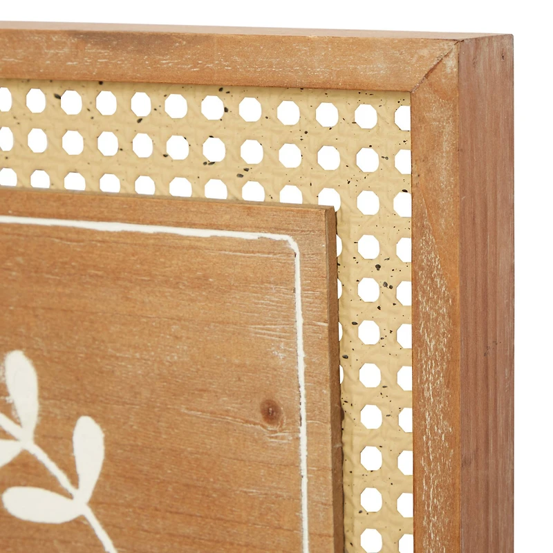 Set of 2 Brown Wood Farmhouse Wall Decor 16"x 16"