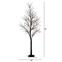 7ft. Pre-Lit Halloween Deluxe Black Twig Artificial Tree with 180 Orange & Purple LED Lights