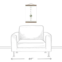 Welcome Wreath Teak Hanging Canvas
