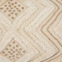 Hello Honey® Natural Boho Cotton Slub Lumbar Pillow with Embroidery & Tufting