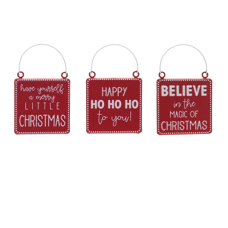 Metal Holiday Sentiment Ornament Set