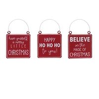Metal Holiday Sentiment Ornament Set
