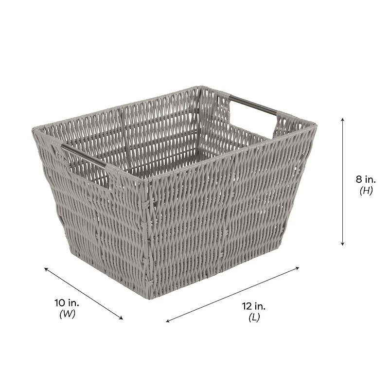Simplify Medium Gray Rattan Storage Basket