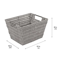 Simplify Medium Gray Rattan Storage Basket