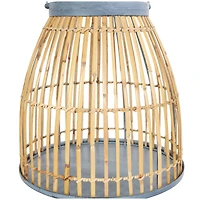 13" Brown Bamboo Woven Caged Candle Lantern
