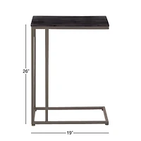 26" Gray Iron & Wood Contemporary Accent Table