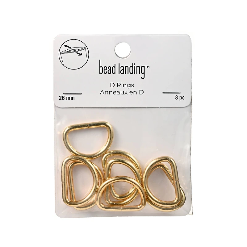 26mm Gold D-Rings, 8ct. by Bead Landing™