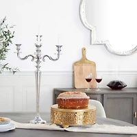 24'' Silver Aluminum Traditional Candle Holder