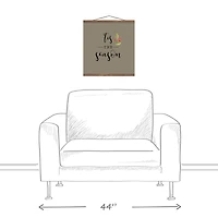 Taupe Tis the Season Hanging Canvas in Teak Frame