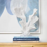 16" White Polystone Tall Textured Coral Sculpture with Clear Acrylic Base