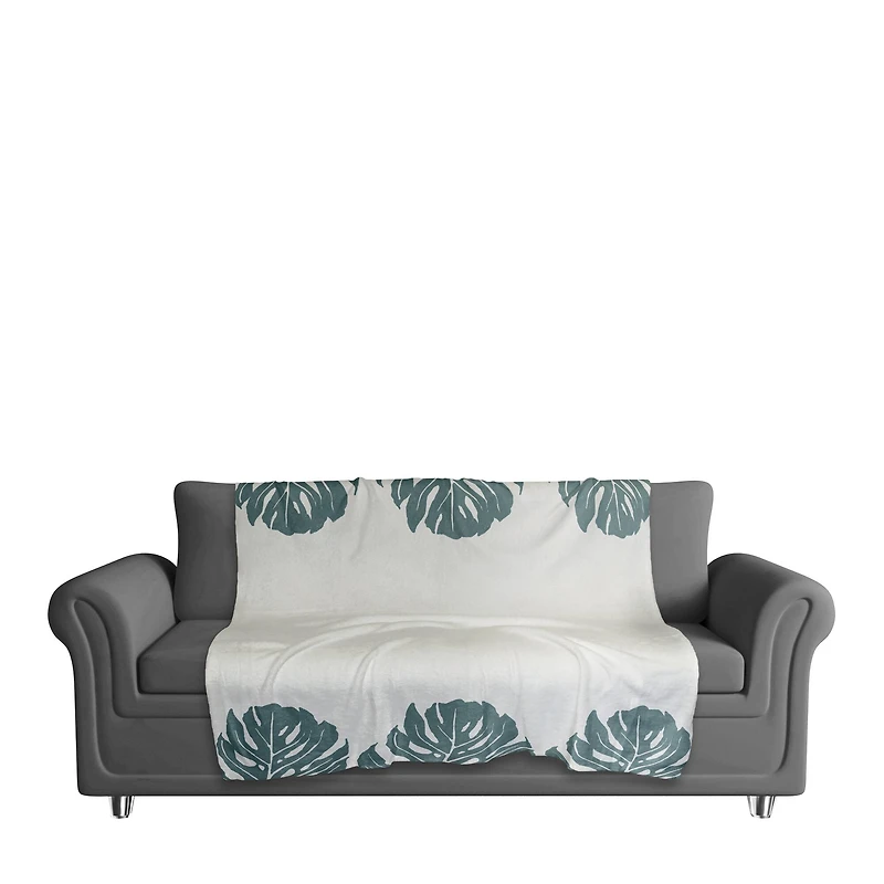 Three Leaf Monstera 50" x 60" Coral Fleece Blanket
