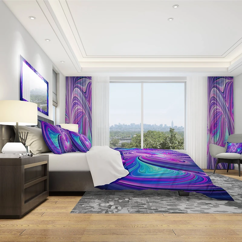 Designart 'Purple and Blue Wonder' Modern & Contemporary Bedding Set