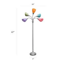 Simple Designs™ 5.6ft. 5-Light Gooseneck Silver Floor Lamp
