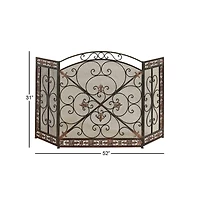 Ornate Black Metal Traditional Fireplace Screen