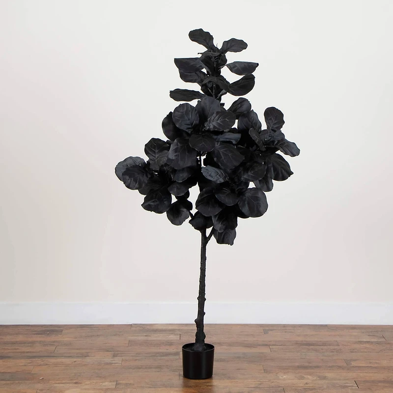 6ft. Artificial Halloween Black Fiddle Leaf Tree