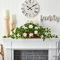 51” Poinsettia & Variegated Holly Artificial Plant in Decorative Planter