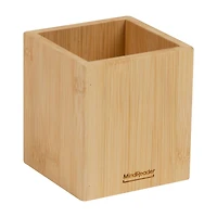 Mind Reader Pen Cup, Accessory Holder, Desktop Organization, Office, Bamboo, Brown