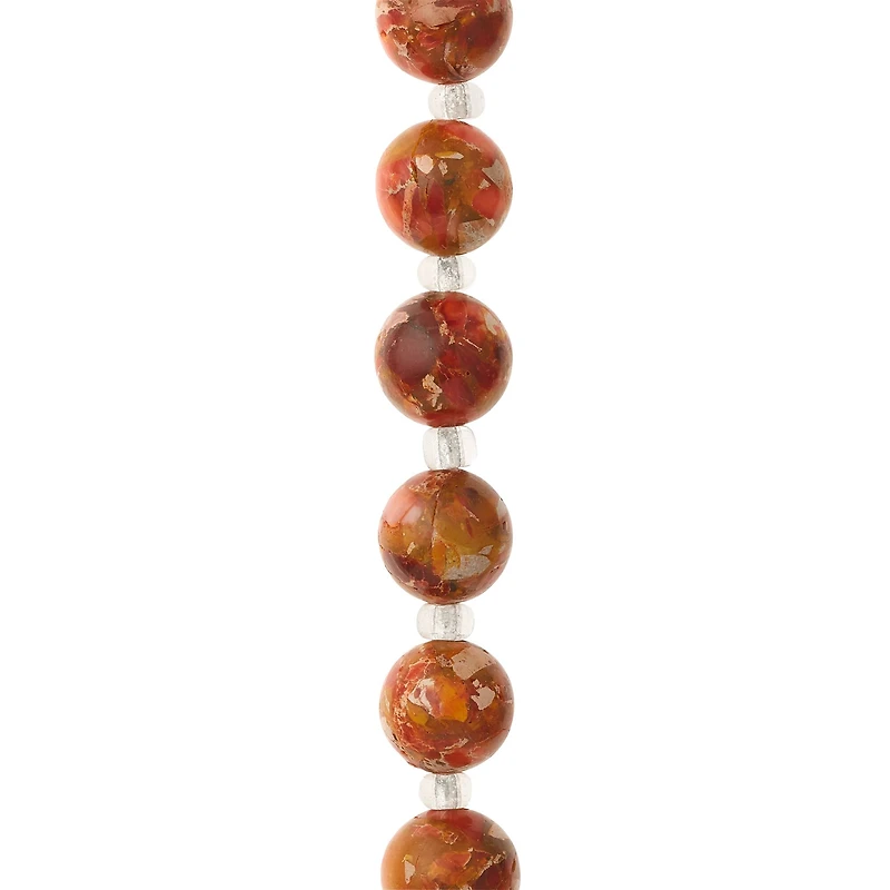 12 Pack:  Orange Imperial Jasper Round Beads, 10mm by Bead Landing™