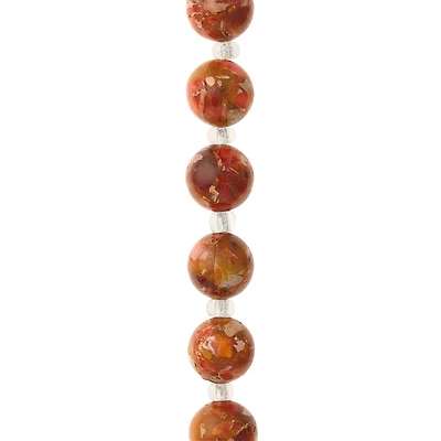 12 Pack:  Orange Imperial Jasper Round Beads, 10mm by Bead Landing™
