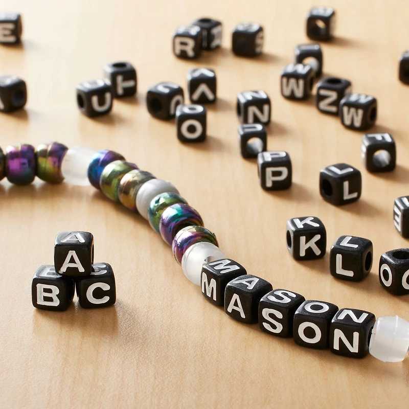 1/2lb. Black Square Alphabet Beads by Creatology™, 6.5mm
