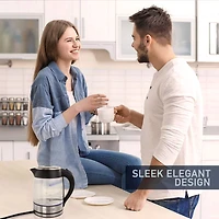 MegaChef 1.8L Glass Body & Stainless Steel Electric Tea Kettle