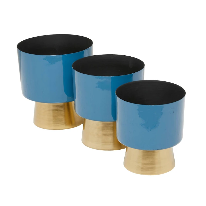 Blue Modern Planter, Set of 3" 10", 11", 9"