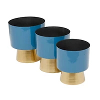 Blue Modern Planter, Set of 3" 10", 11", 9"