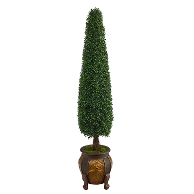 5.5ft. Boxwood Topiary Artificial Tree in Decorative Planter UV Resistant (Indoor/Outdoor)