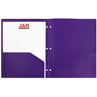 JAM Paper Fashion Color Heavy Duty Plastic 3-Hole School Folders with Pockets, 6ct.