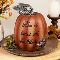 10" Bless the Harvest Pumpkin Tabletop Décor