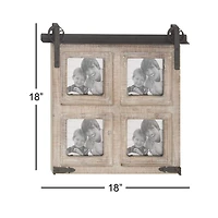 4 Opening Brown 5" x 5" Wood Farmhouse Frame