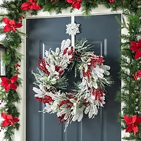Glitzhome® 24" Christmas Snowy Pinecone & Berry Wreath