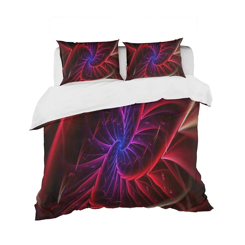 Designart 'Purple & Red Entanglement Abstract' Modern & Contemporary Bedding Set