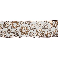 2.5" x 20ft. Brown & White Snowflakes Wired Ribbon by Celebrate It®