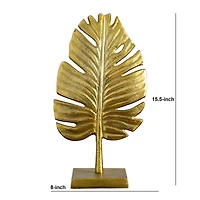 15.5" Golden Leaf Sculpture Decorative Accent