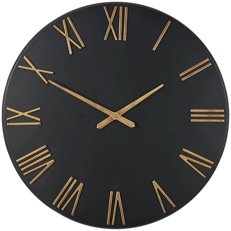 31" Modern Black & Gold Metal Wall Clock