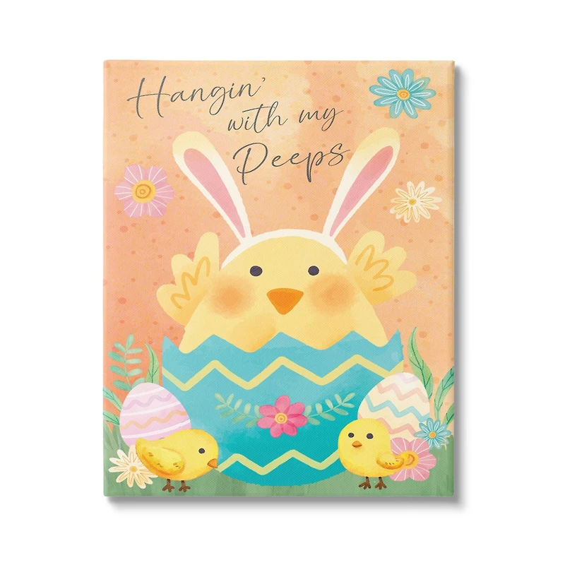 Stupell Industries Hangin' With My Peeps Easter Egg Chicks Canvas Wall Art