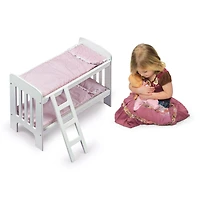 Badger Basket Pink & White Doll Bunk Bed with Bedding & Ladder