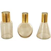 Gold Glass Geometric Tinted Decorative Vases, 3ct.