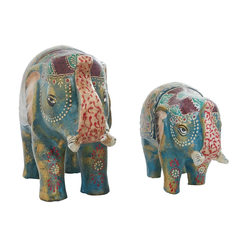 Ceramic Eclectic Elephant Sculpture Set