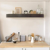 Black Round Wood Floating Wall Shelf