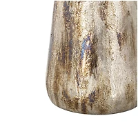 Bronze & Cream Foiled Metal Vase with Blue Accents